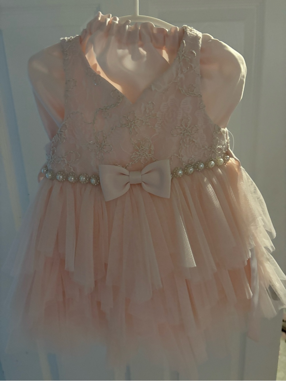 T.J.Maxx Blush Pink Lace & Tulle Party Dress with Pearl Trim